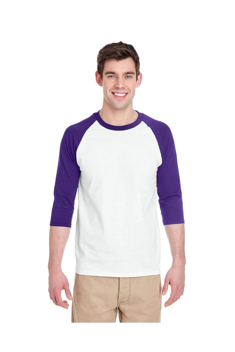 Gildan T-Shirts XS / White/ Purple Gildan G570: Raglan Shirt