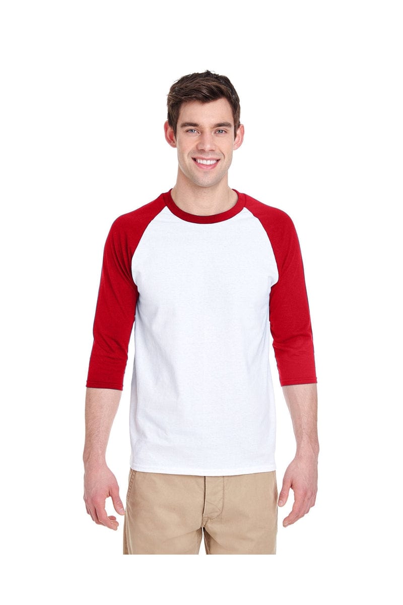 Gildan T-Shirts XS / White/ Red Gildan G570: Raglan Shirt