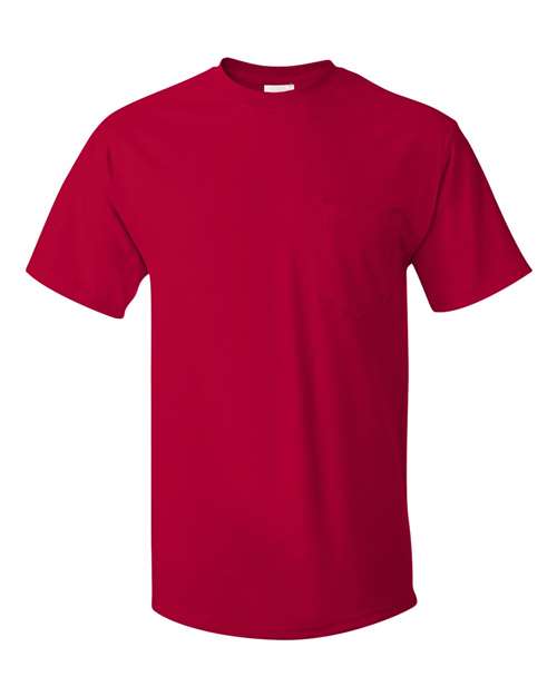 Hanes 152 S / Deep Red Hanes 5590: Men's Authentic Pocket T-Shirt