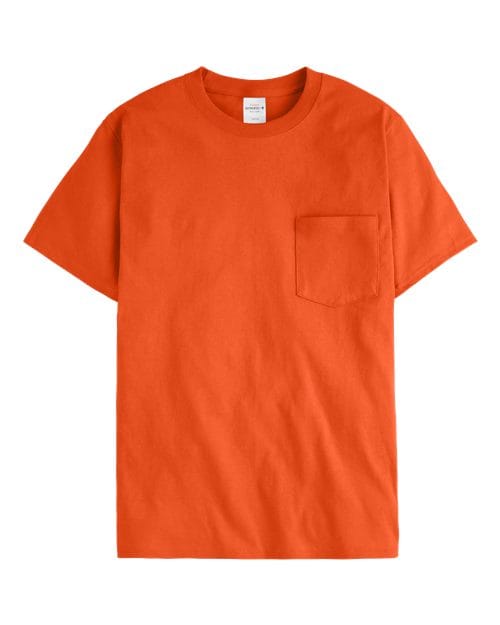 Hanes 152 S / Orange Hanes 5590: Men's Authentic Pocket T-Shirt
