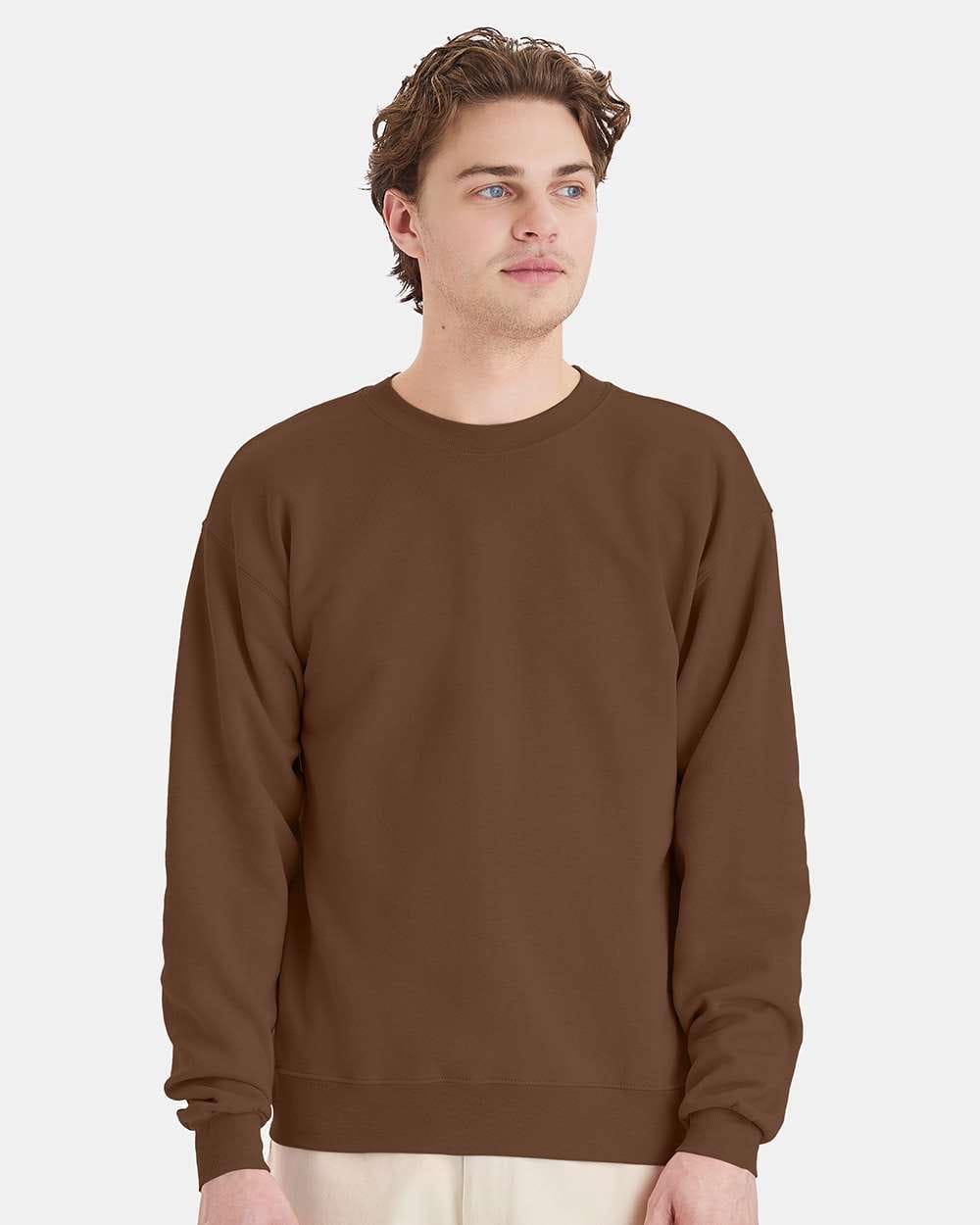 Hanes Fleece - Core - Crew S / Army Brown Hanes P160 Unisex EcoSmart® Crewneck Sweatshirt