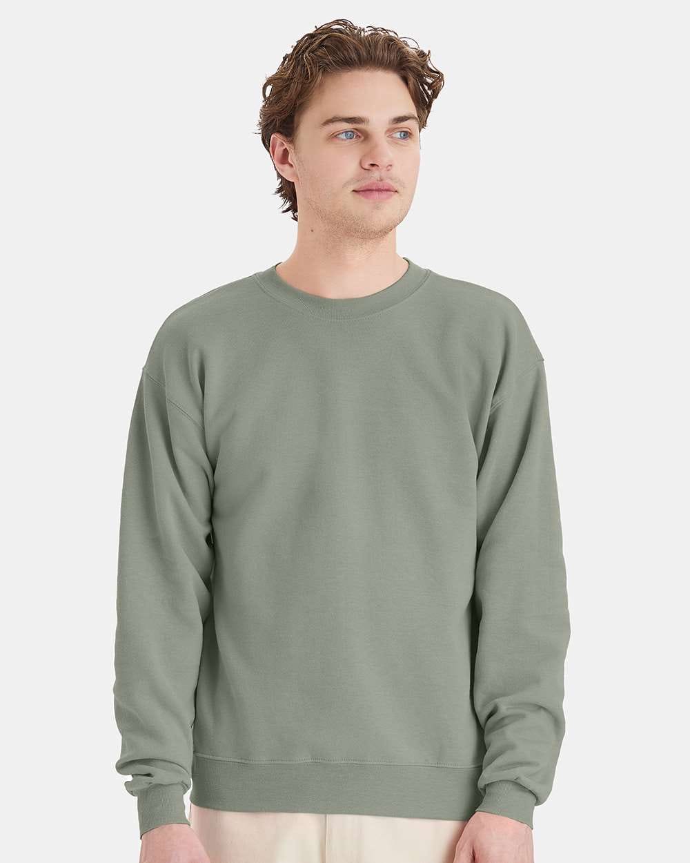 Hanes Fleece - Core - Crew S / Stonewashed Green Hanes P160 Unisex EcoSmart® Crewneck Sweatshirt