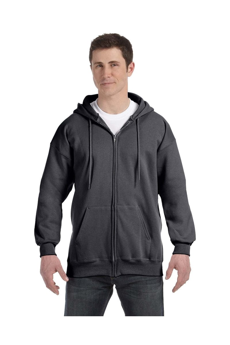 Hanes Sweatshirts/Fleece S / Charcoal Heather Hanes F280: Adult 9.7 oz. Ultimate Cotton(r) 90/10 Full-Zip Hood