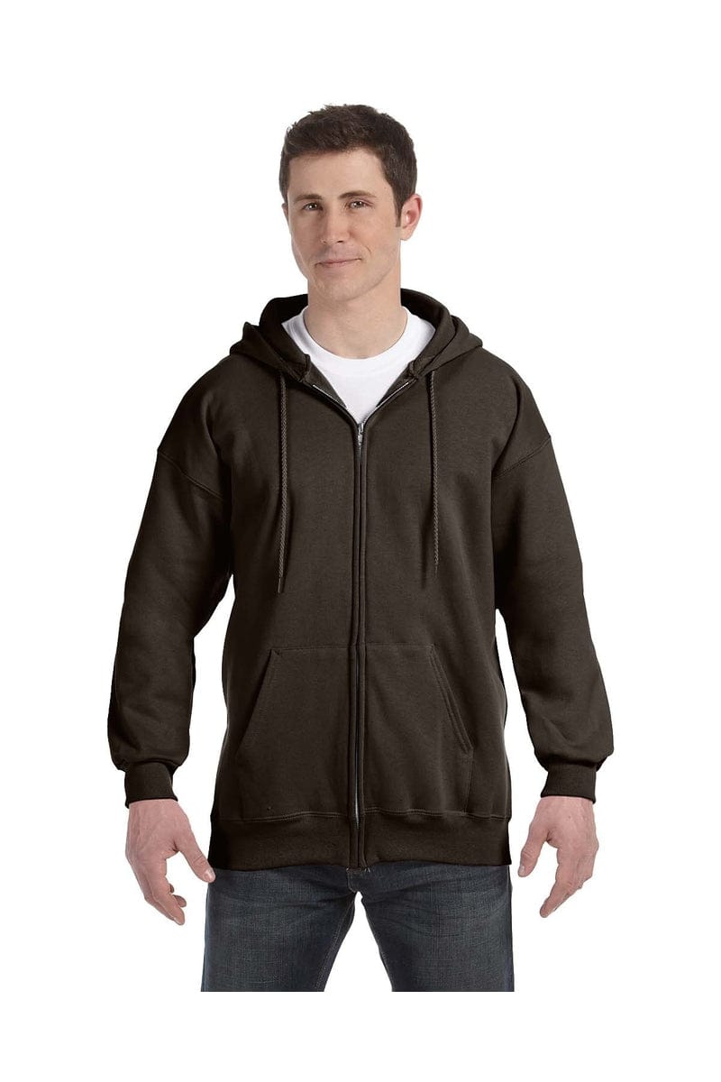 Hanes Sweatshirts/Fleece S / Dark Chocolate Hanes F280: Adult 9.7 oz. Ultimate Cotton(r) 90/10 Full-Zip Hood