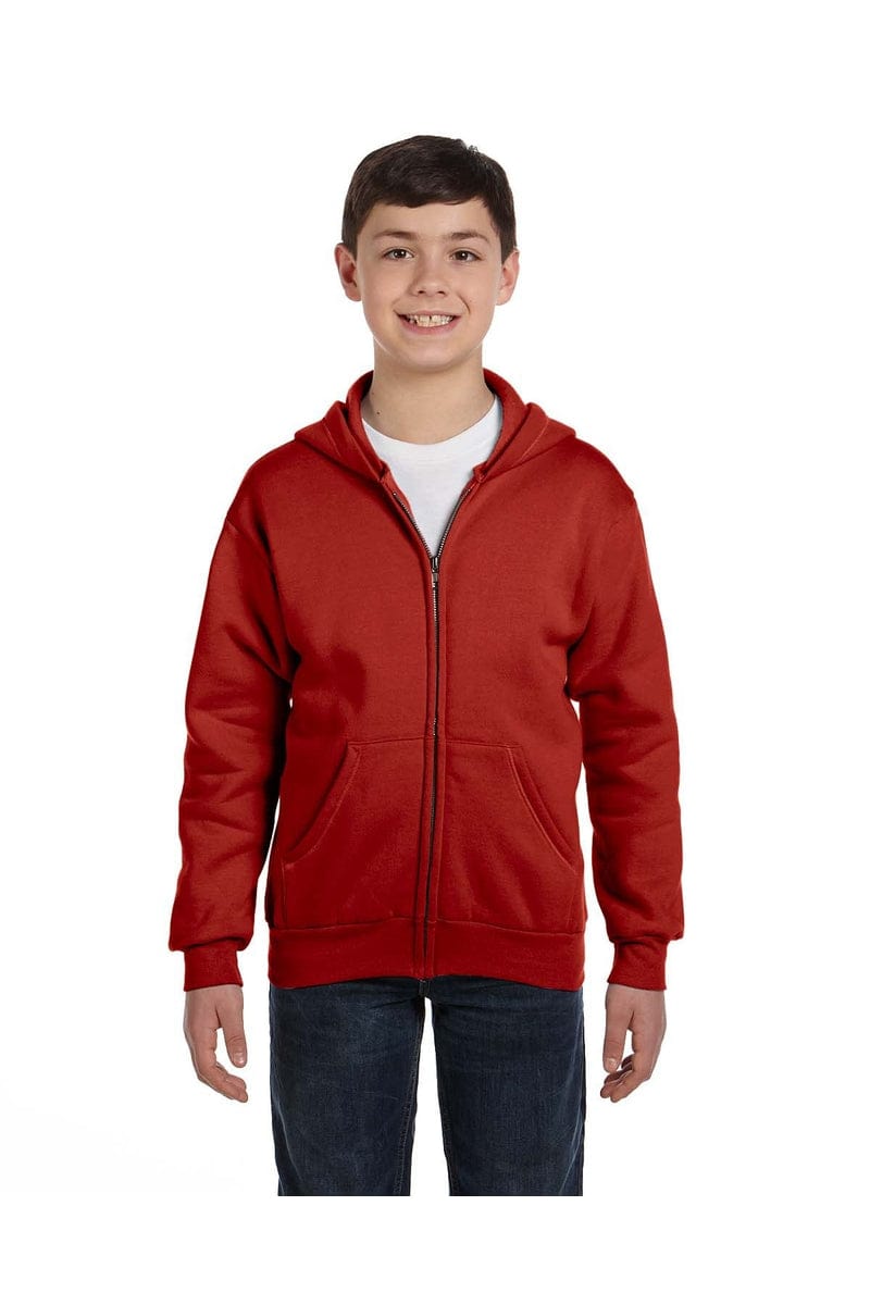 Hanes Sweatshirts/Fleece XS / Deep Red Hanes P480: Youth EcoSmart Full-Zip Sweatshirt