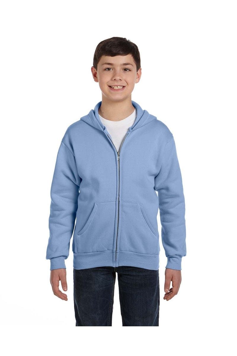 Hanes Sweatshirts/Fleece XS / Light Blue Hanes P480: Youth EcoSmart Full-Zip Sweatshirt
