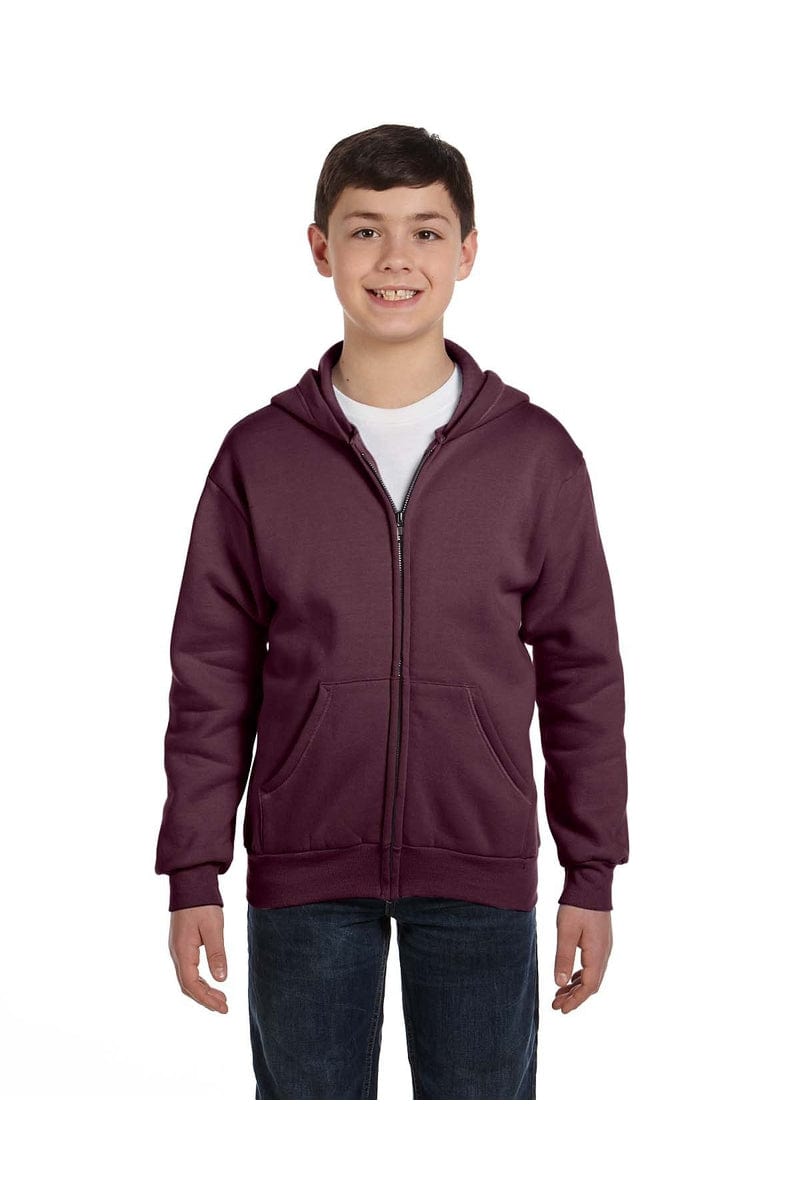 Hanes Sweatshirts/Fleece XS / Maroon Hanes P480: Youth EcoSmart Full-Zip Sweatshirt