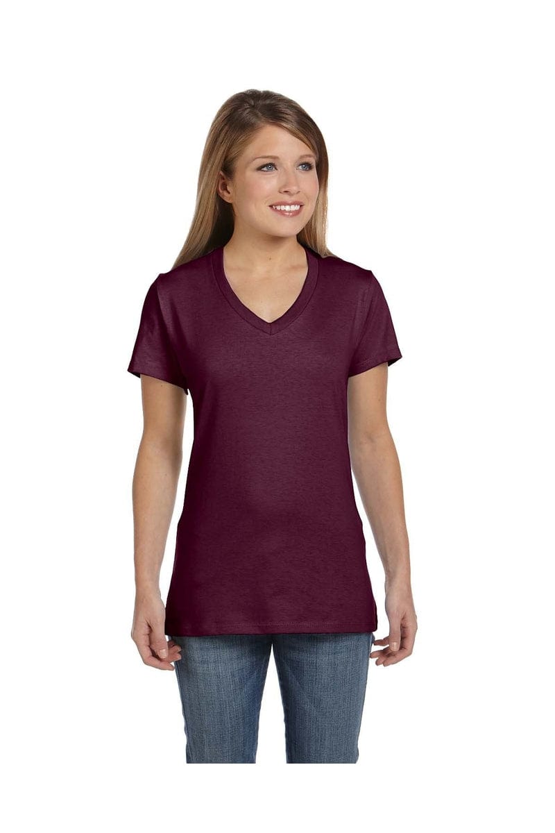 Hanes T-Shirts Hanes S04V: Ladies' 4.5 oz., 100% Ringspun Cotton nano-T® V-Neck T-Shirt, Basic Colors