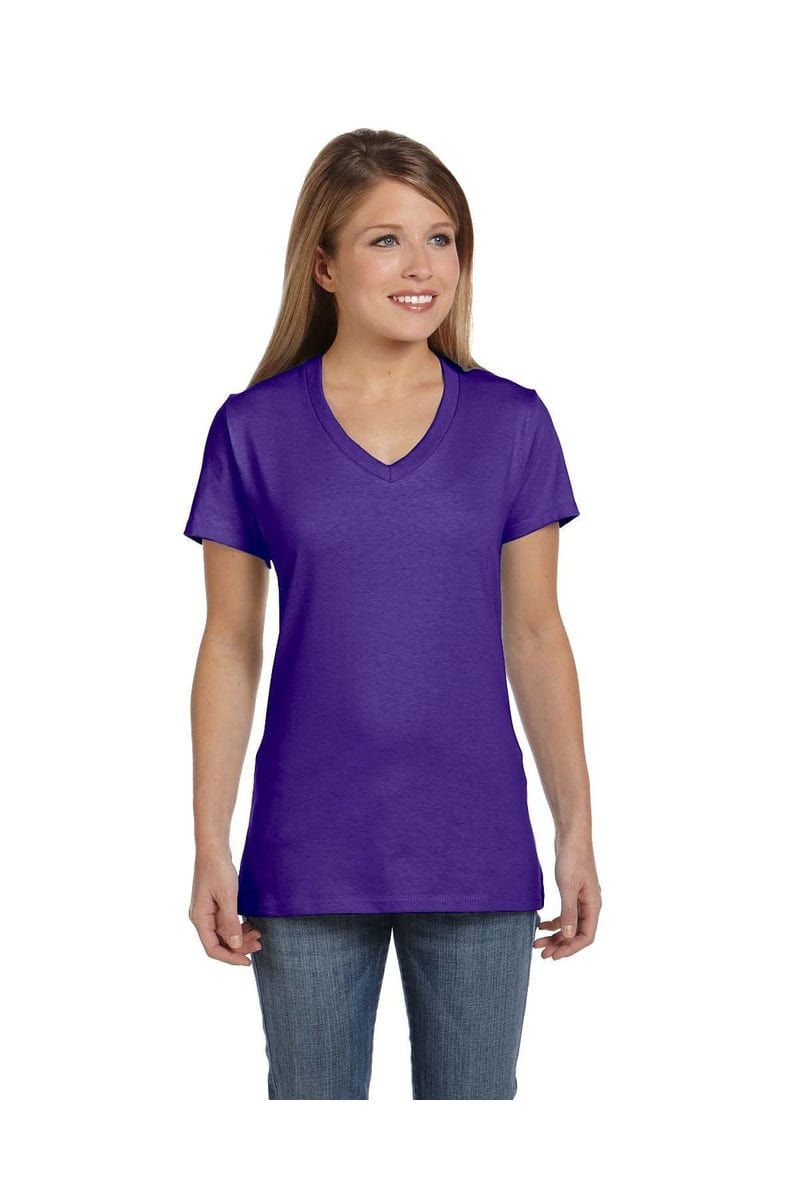 Hanes S04V Ladies Nano V Neck T Shirt 100 Cotton Bulkthreads Bulkthreads