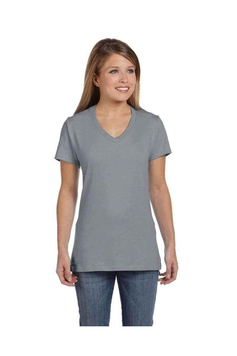 Hanes T-Shirts Hanes S04V: Ladies Nano V-Neck T-Shirt 100% Cotton