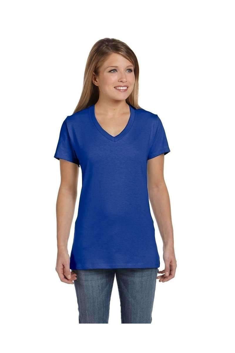 Hanes T-Shirts Hanes S04V: Ladies Nano V-Neck T-Shirt 100% Cotton