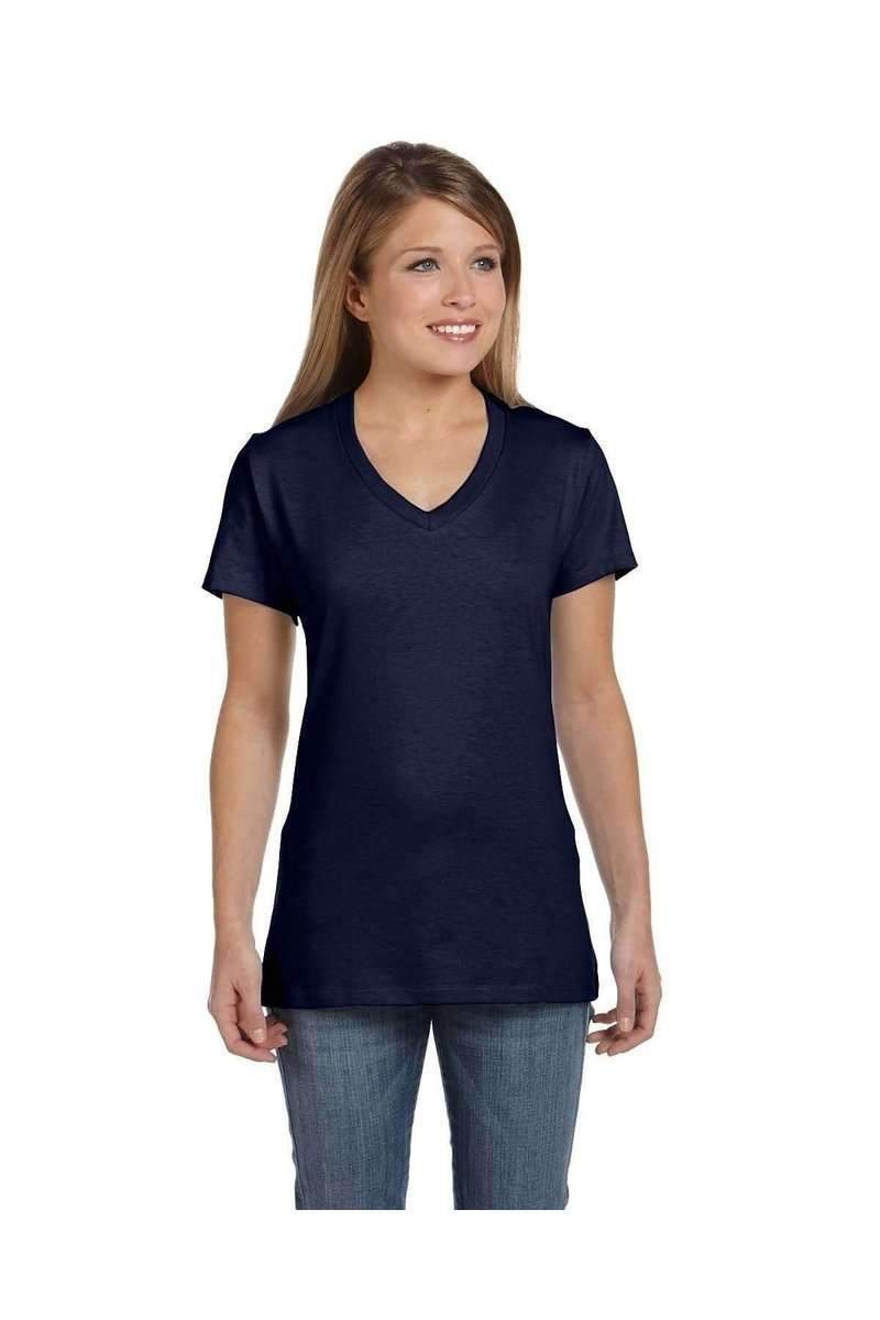 Hanes T-Shirts Hanes S04V: Ladies Nano V-Neck T-Shirt 100% Cotton