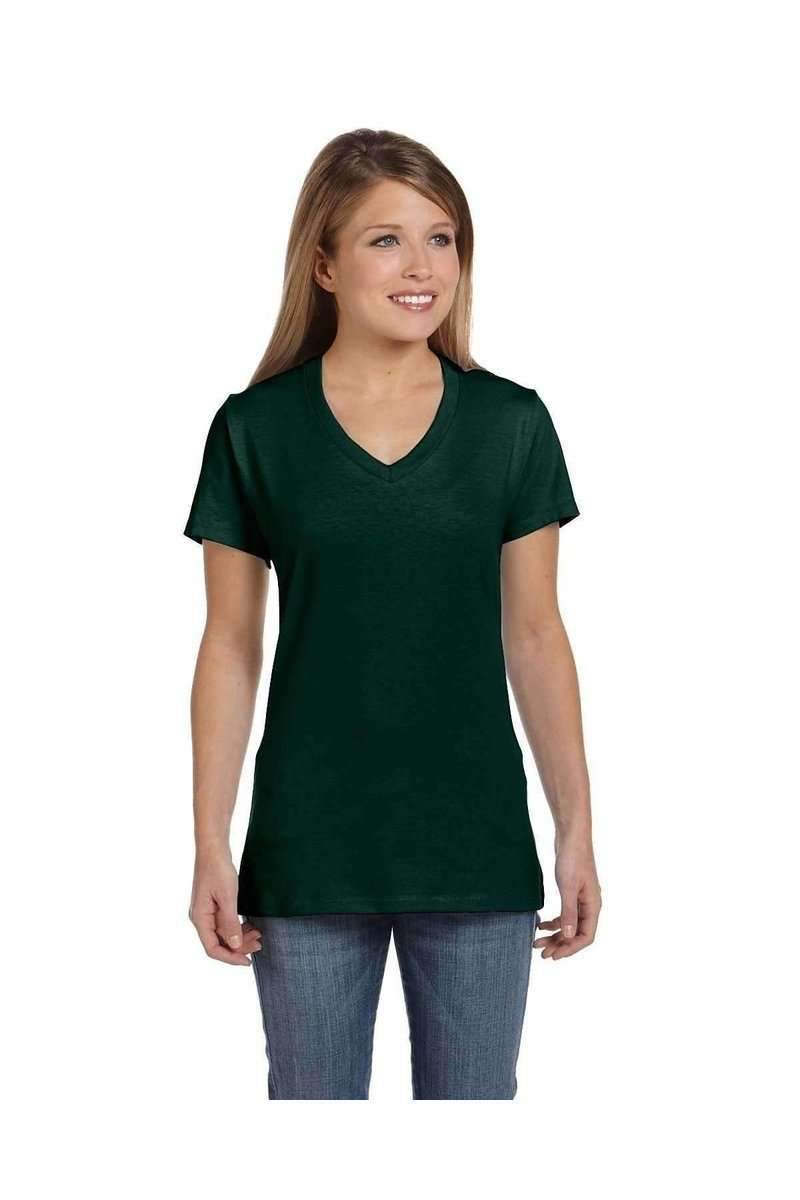 Hanes T-Shirts Hanes S04V: Ladies Nano V-Neck T-Shirt 100% Cotton