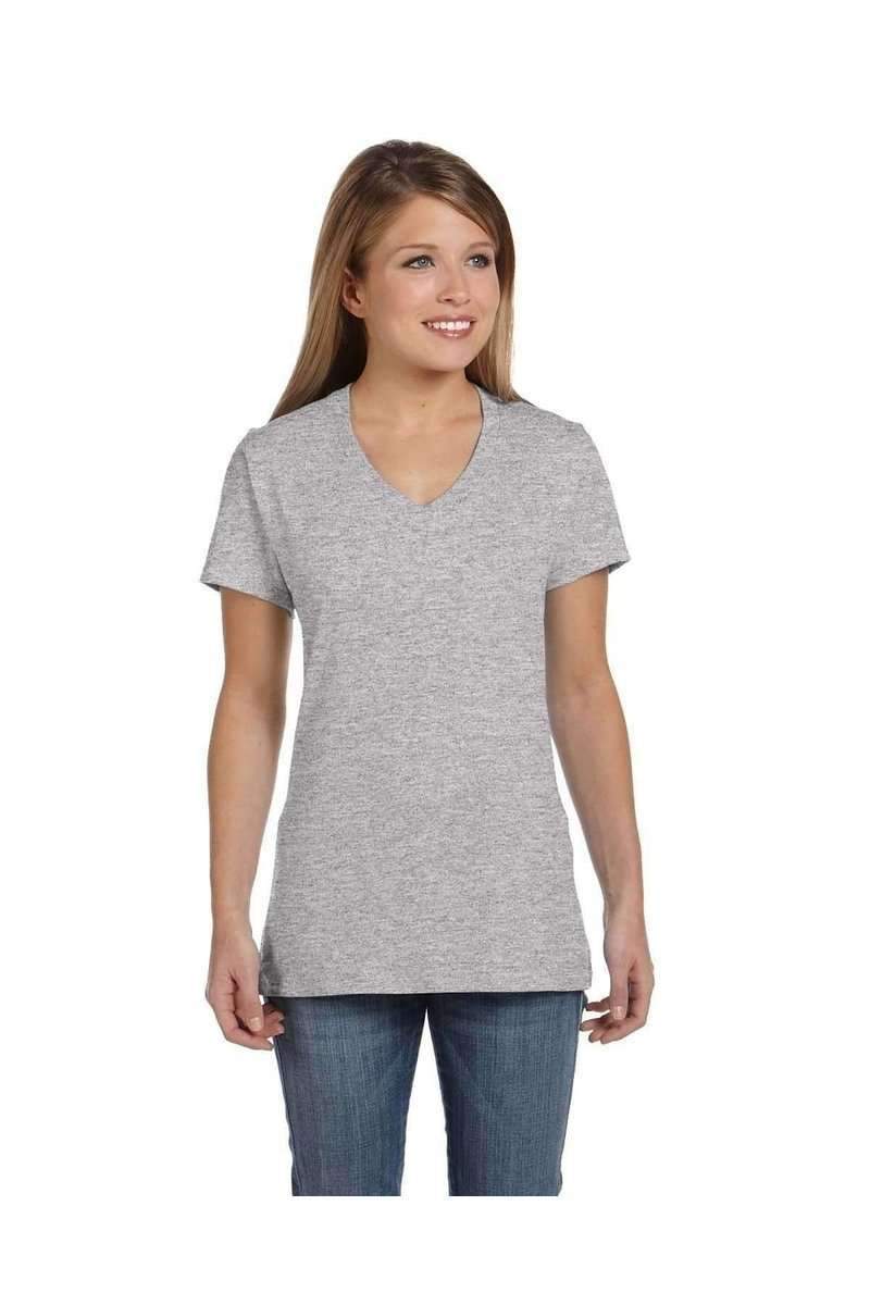 Hanes T-Shirts Hanes S04V: Ladies Nano V-Neck T-Shirt 100% Cotton