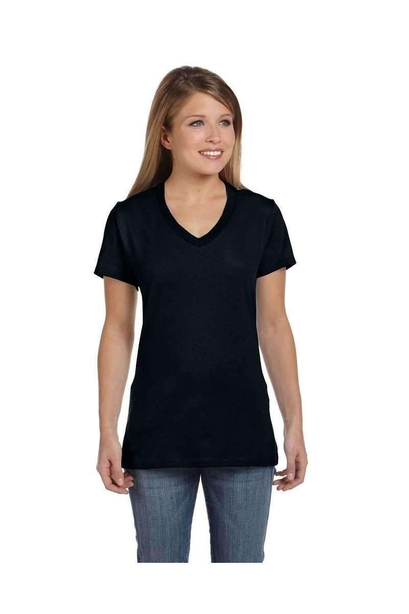 Hanes T-Shirts Hanes S04V: Ladies Nano V-Neck T-Shirt 100% Cotton