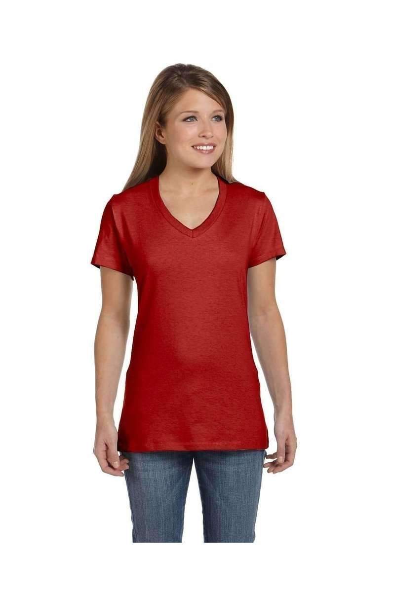 Hanes T-Shirts Hanes S04V: Ladies Nano V-Neck T-Shirt 100% Cotton