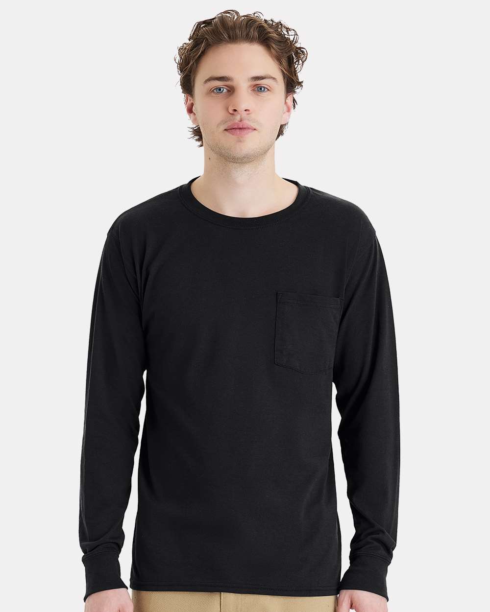 Hanes T-Shirts - Long Sleeve S / Black Hanes W120 Unisex Workwear Long Sleeve Pocket T-Shirt