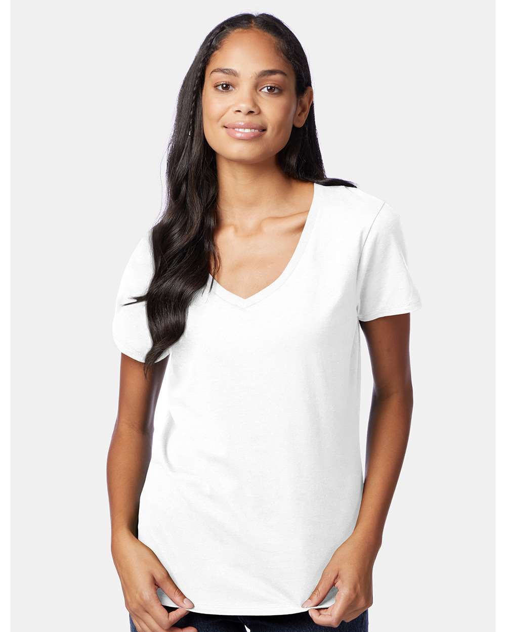 Hanes T-Shirts - Premium Hanes S04V Women's Perfect-T V-Neck T-Shirt