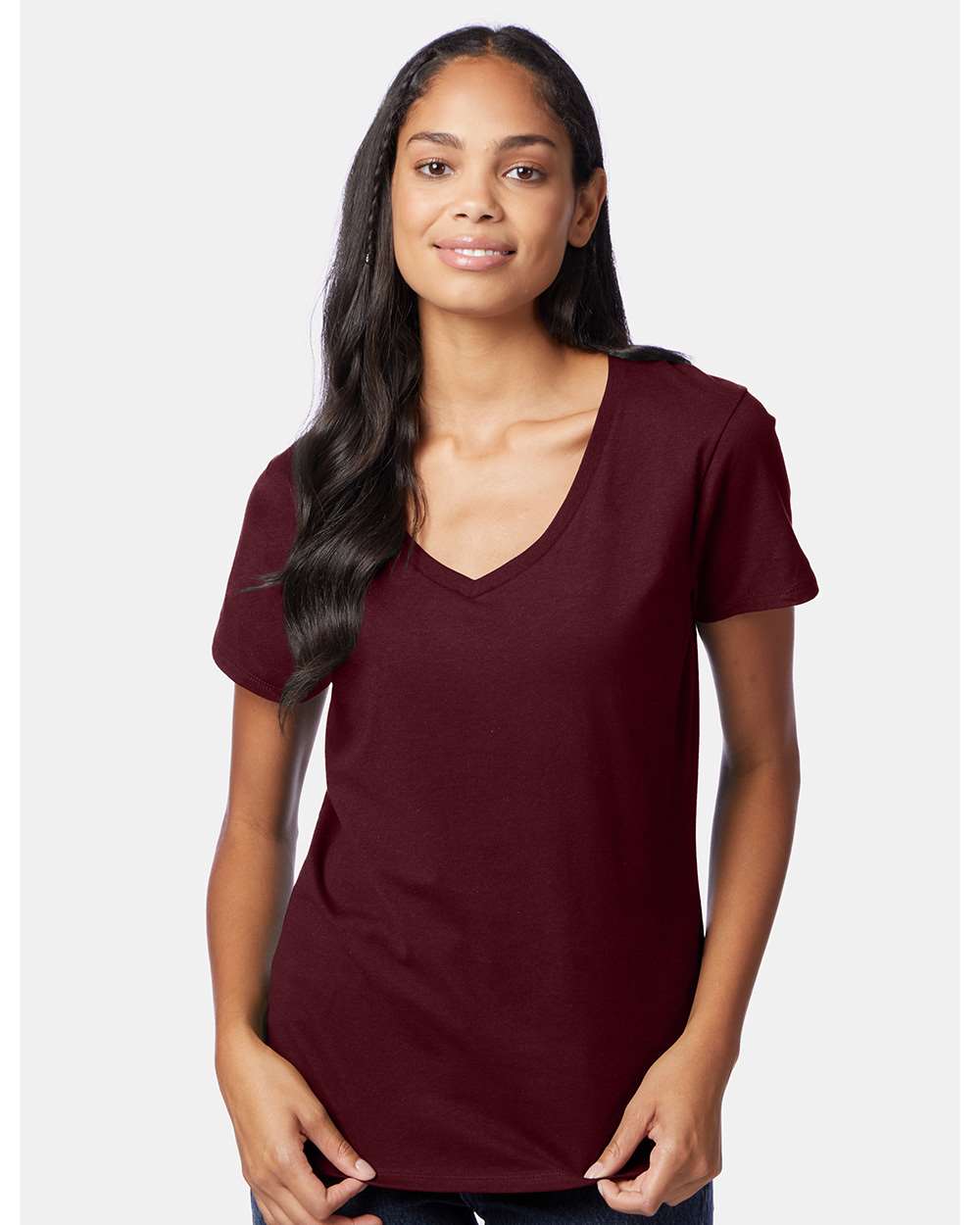 Hanes T-Shirts - Premium Hanes S04V Women's Perfect-T V-Neck T-Shirt
