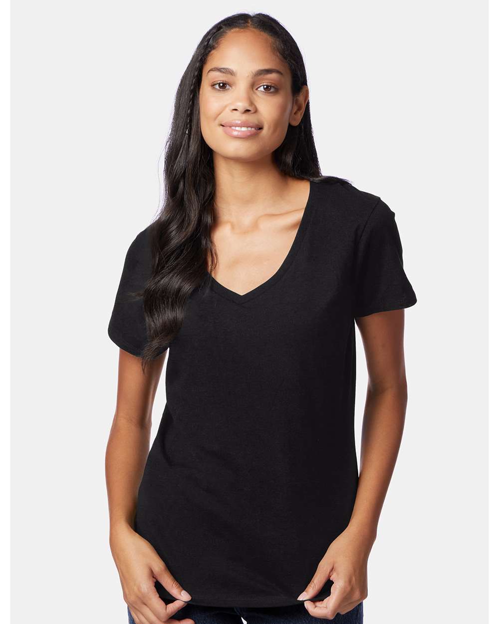 Hanes T-Shirts - Premium Hanes S04V Women's Perfect-T V-Neck T-Shirt