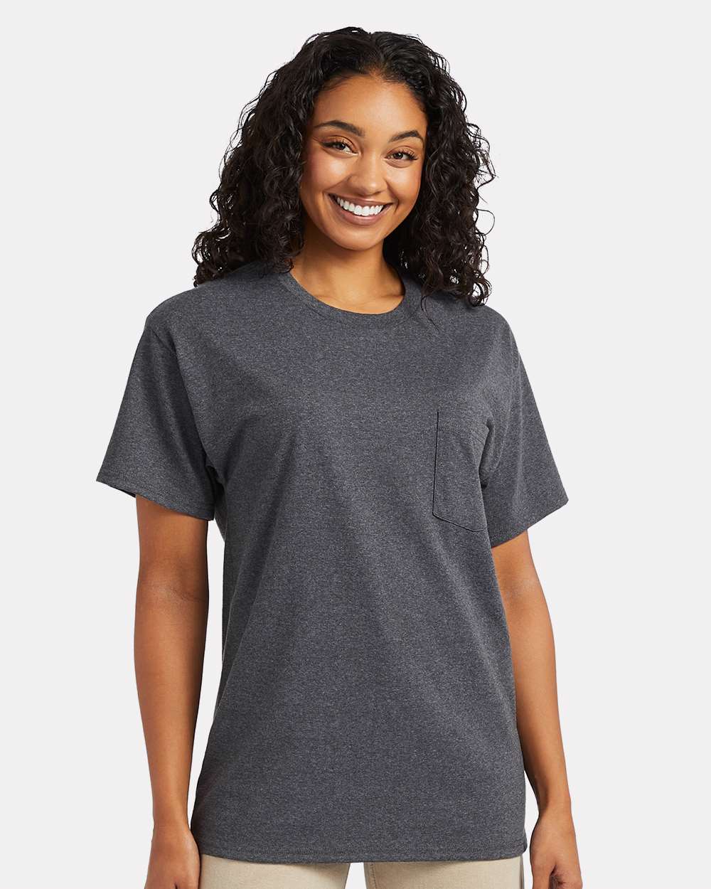 Hanes T-Shirts - Premium S / Charcoal Heather Hanes 5290P Essential-T Pocket T-Shirt