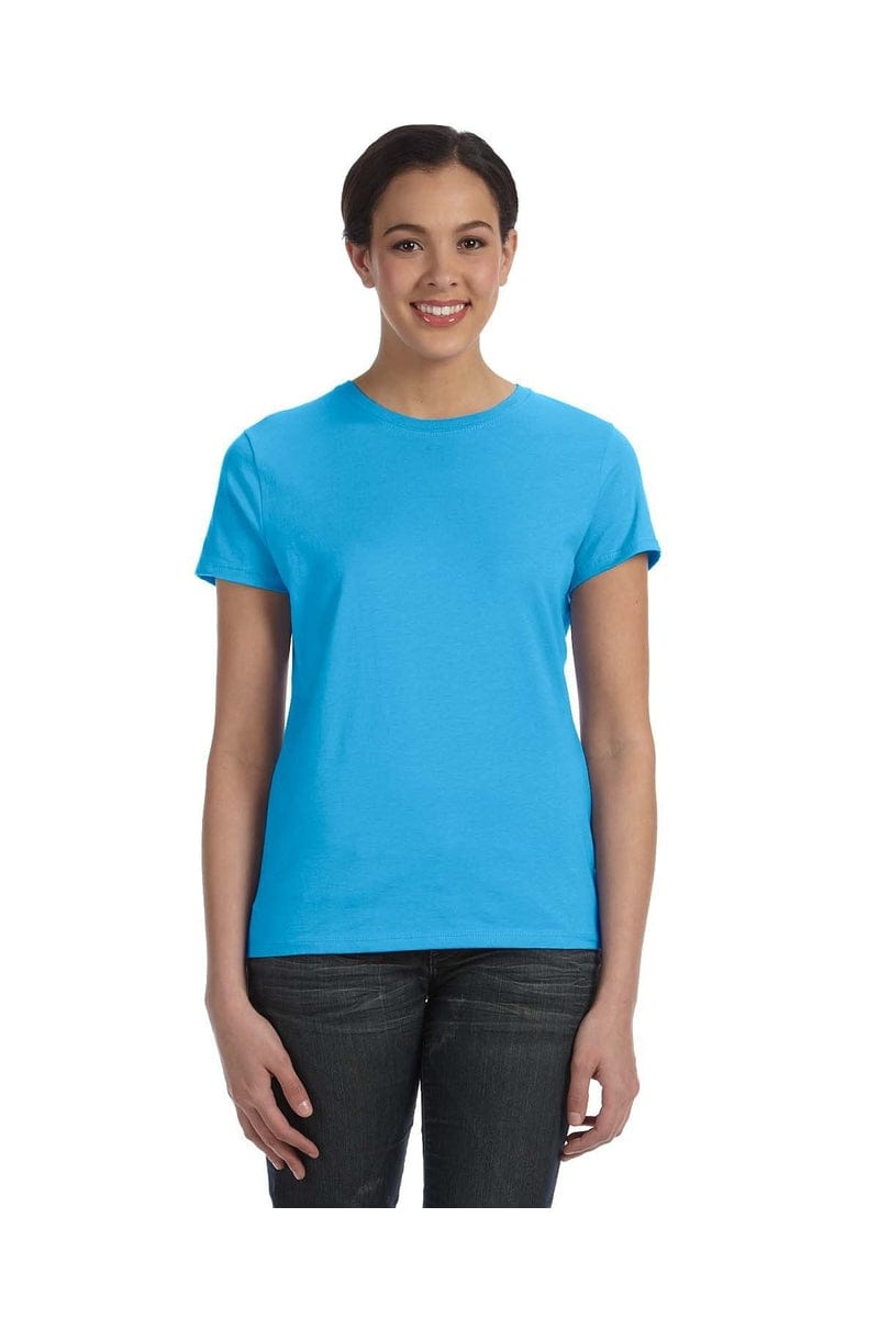 Hanes T-Shirts S / Aquatic Blue Hanes SL04: Ladies Nano-T Cotton Tee 100% ring spun cotton