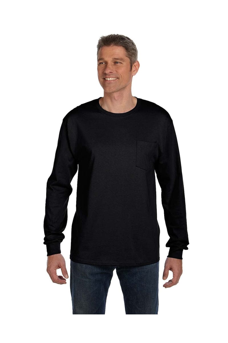 Hanes T-Shirts S / Black Hanes 5596: Men's 6.1 oz. Tagless® Long-Sleeve Pocket T-Shirt