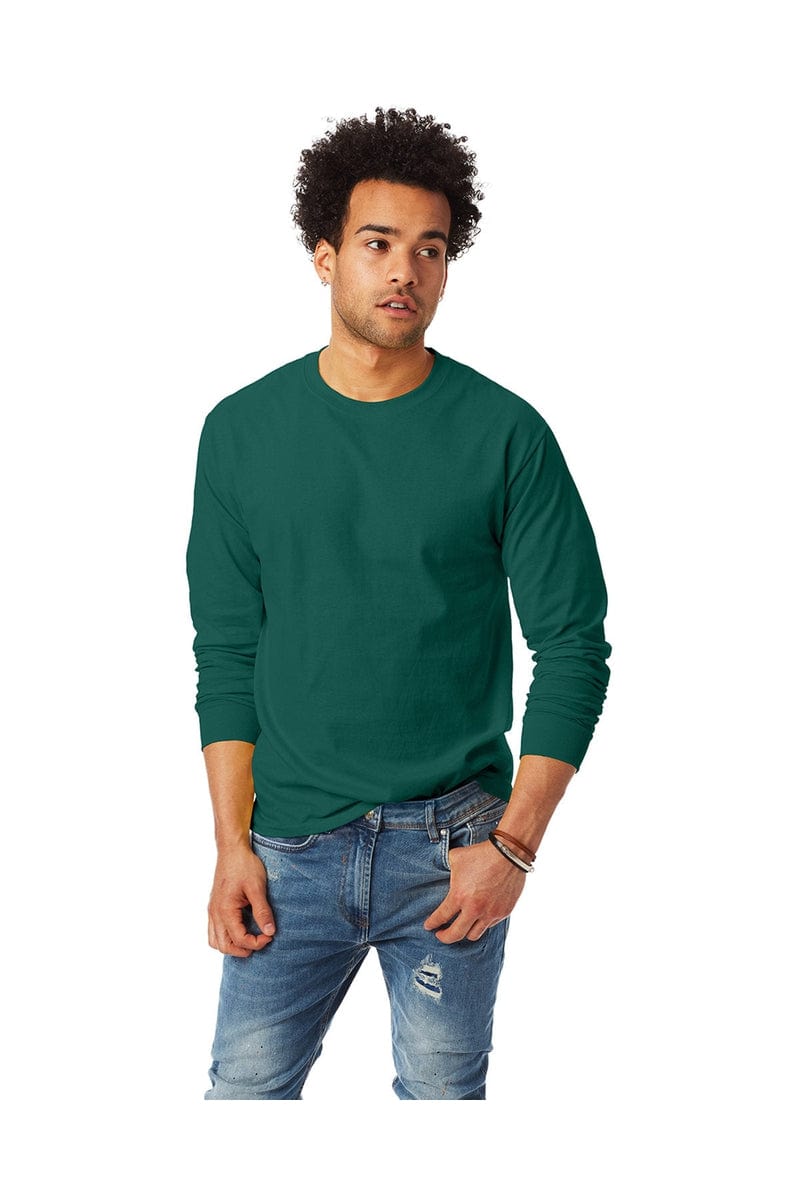 Hanes T-Shirts S / Deep Forest Hanes 5586: Unisex 6.1 oz. Tagless® Long-Sleeve T-Shirt