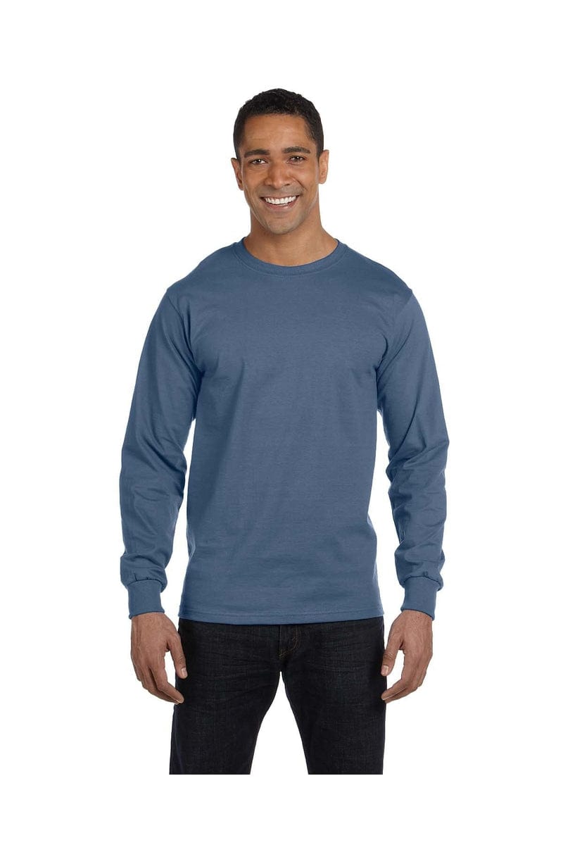 Hanes T-Shirts S / Denim Blue Hanes 5186: 100% Cotton, Long-sleeved Tee