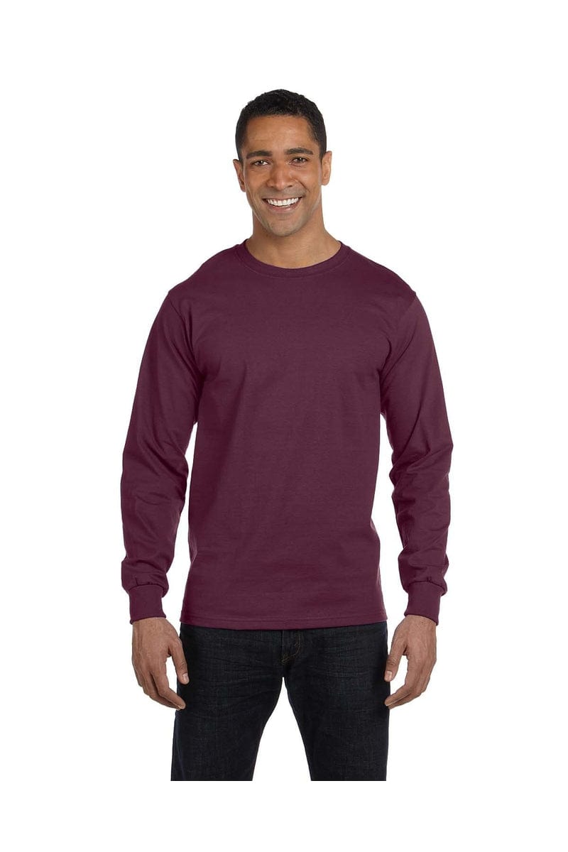 Hanes T-Shirts S / Maroon Hanes 5186: 100% Cotton, Long-sleeved Tee