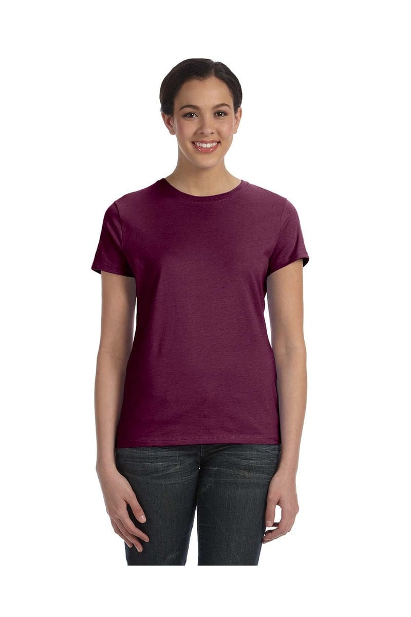 Hanes T-Shirts S / Maroon Hanes SL04: Ladies Nano-T Cotton Tee 100% ring spun cotton