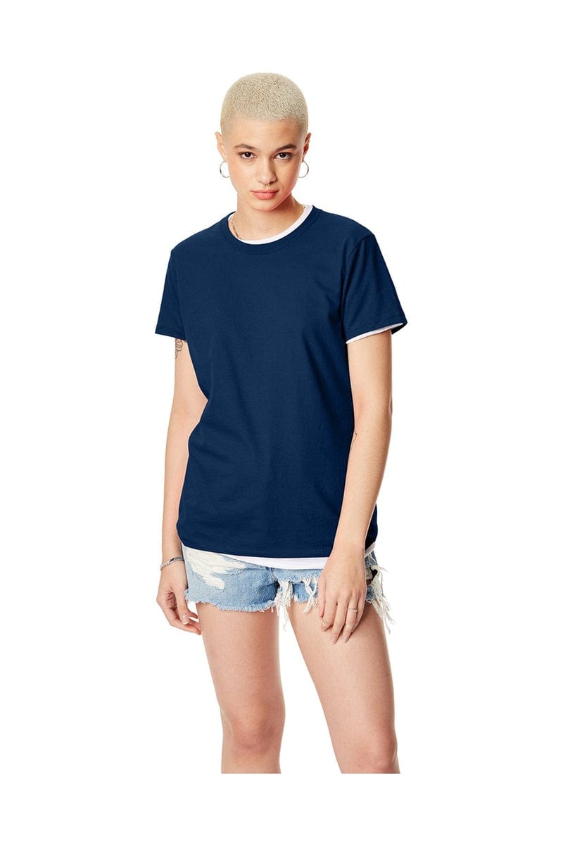 Hanes T-Shirts S / Navy Hanes SL04: Ladies Nano-T Cotton Tee 100% ring spun cotton
