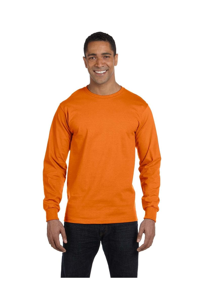 Hanes T-Shirts S / Orange Hanes 5186: 100% Cotton, Long-sleeved Tee