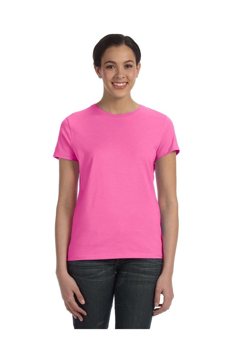 Hanes T-Shirts S / Pink Hanes SL04: Ladies Nano-T Cotton Tee 100% ring spun cotton