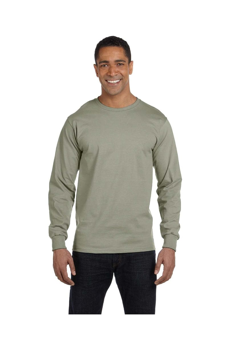 Hanes T-Shirts S / Stonewash Green Hanes 5186: 100% Cotton, Long-sleeved Tee