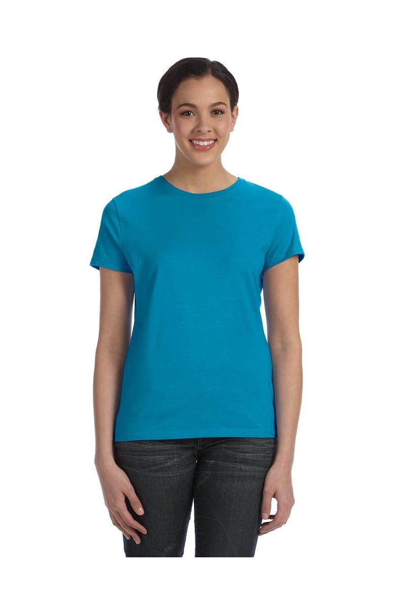 Hanes T-Shirts S / Teal Hanes SL04: Ladies Nano-T Cotton Tee 100% ring spun cotton