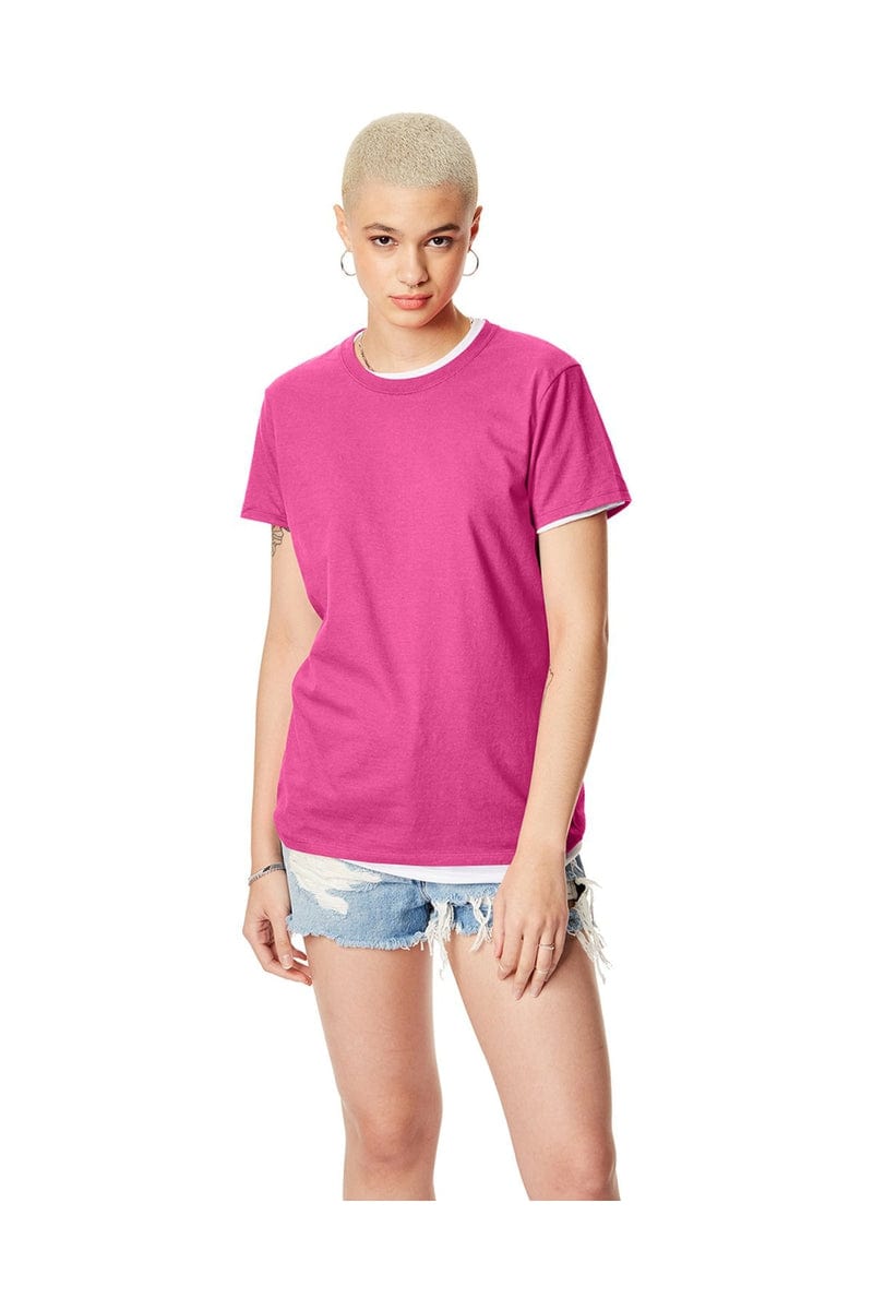 Hanes T-Shirts S / Wow Pink Hanes SL04: Ladies Nano-T Cotton Tee 100% ring spun cotton