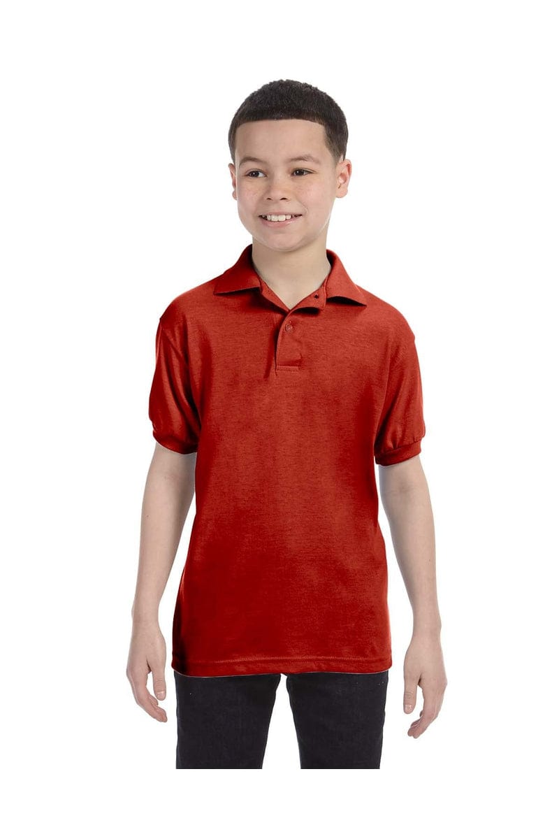 Hanes T-Shirts XS / Deep Red Hanes 054Y: Jersey Knit Youth Wholesale Polo