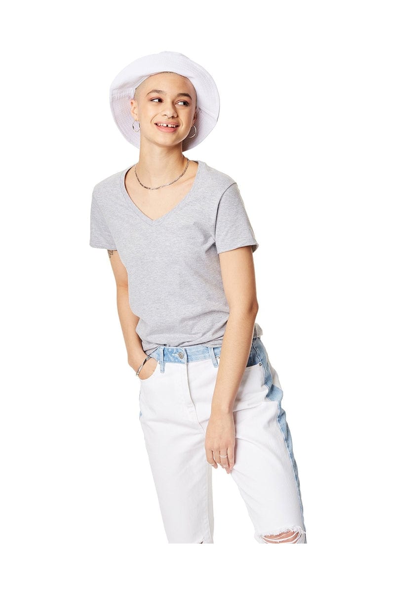 Hanes T-Shirts XS / Light Steel Hanes S04V: Ladies Nano V-Neck T-Shirt 100% Cotton