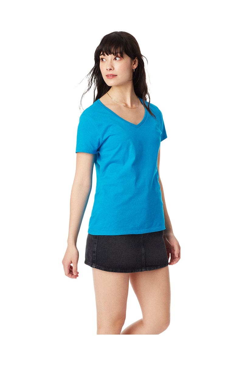 Hanes T-Shirts XS / Teal Hanes S04V: Ladies' 4.5 oz., 100% Ringspun Cotton nano-T® V-Neck T-Shirt, Basic Colors