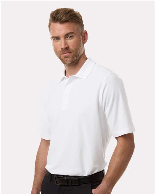 Harriton 13838 S / White Harriton M105: Men's Maverick CVC Pique Polo