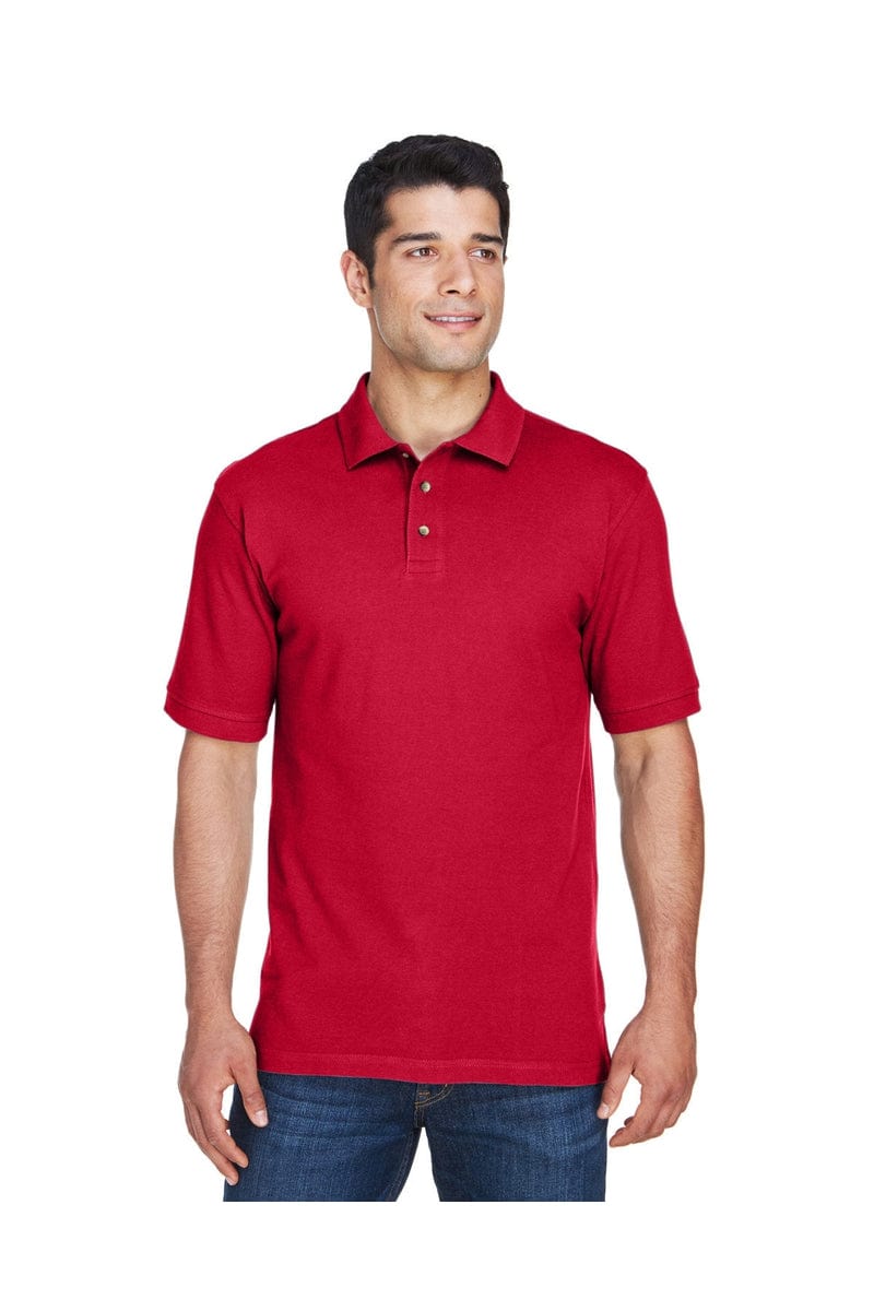 Harriton Polos/Knits XLT / Red Harriton M200T: Men's Tall 6 oz. Ringspun Cotton Pique Short-Sleeve Polo