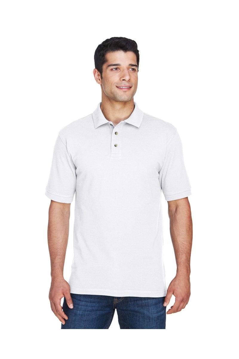 Harriton Polos/Knits XLT / White Harriton M200T: Men's Tall 6 oz. Ringspun Cotton Pique Short-Sleeve Polo