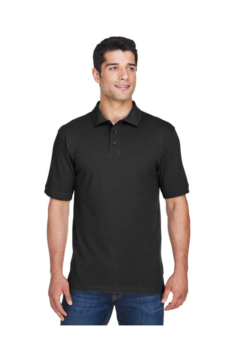 Harriton Polos/Knits XS / Black Harriton M200: Men's 6 oz. Ringspun Cotton Pique Short-Sleeve Polo