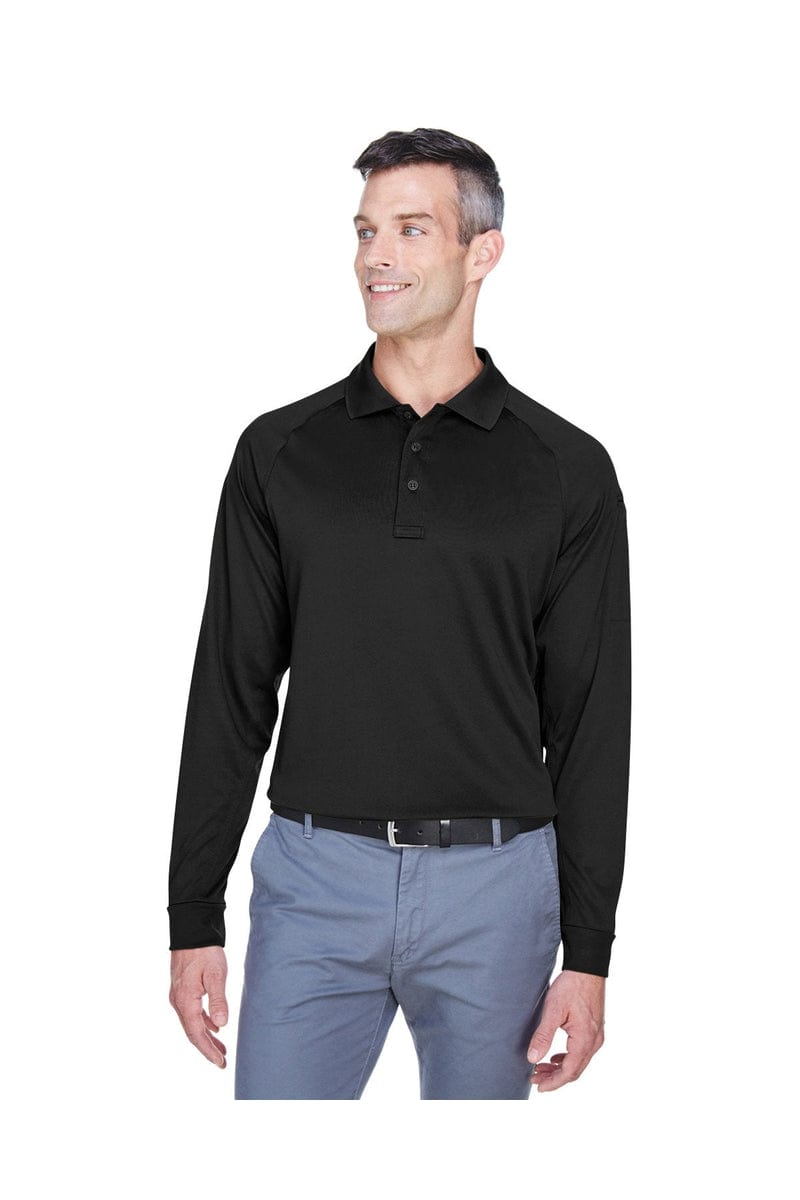 Harriton Polos/Knits XS / Black Harriton M211L: Men's Tactical Long-Sleeve Performance Polo