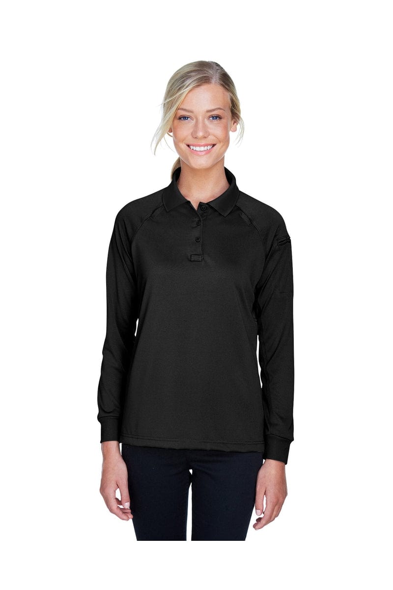 Harriton Polos/Knits XS / Black Harriton M211LW: Ladies' Tactical Long-Sleeve Performance Polo