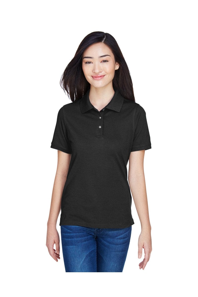 Harriton Polos/Knits XS / Black Harriton M265W: Ladies' 5.6 oz. Easy Blend(tm) Polo