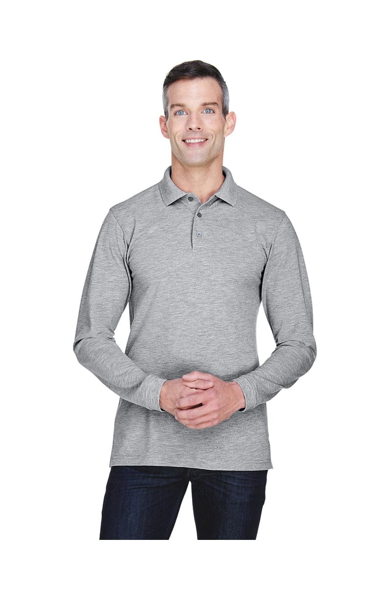 Harriton Polos/Knits XS / Grey Heather Harriton M265L: Men's 5.6 oz. Easy Blend(tm) Long-Sleeve Polo