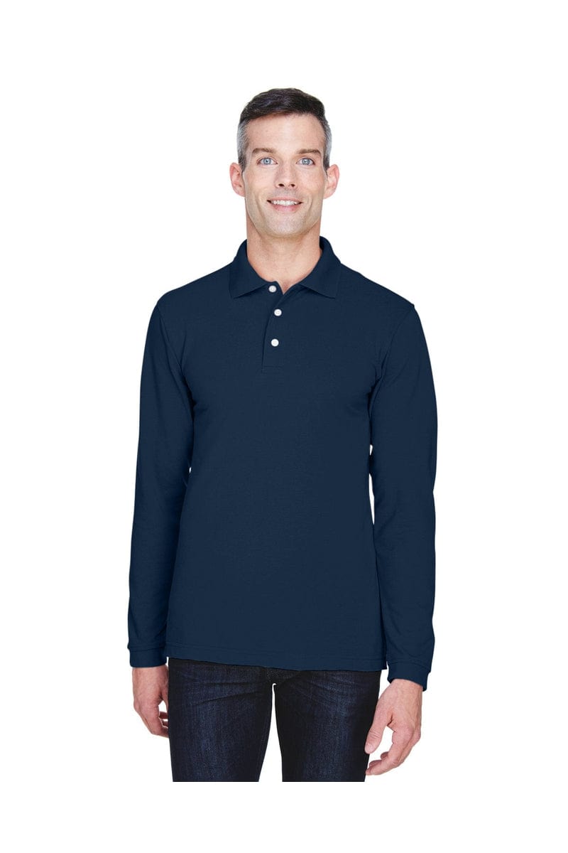 Harriton Polos/Knits XS / Navy Harriton M265L: Men's 5.6 oz. Easy Blend(tm) Long-Sleeve Polo