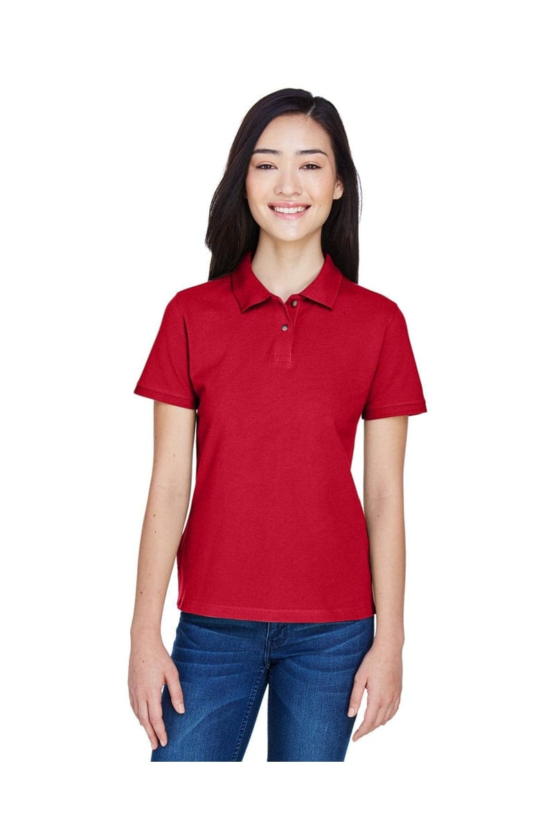 Harriton Polos/Knits XS / Red Harriton M200W: Ladies' 6 oz. Ringspun Cotton Pique Short-Sleeve Polo